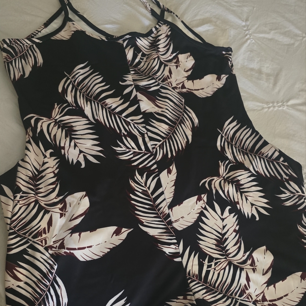 Tropical Leaf Print Romper